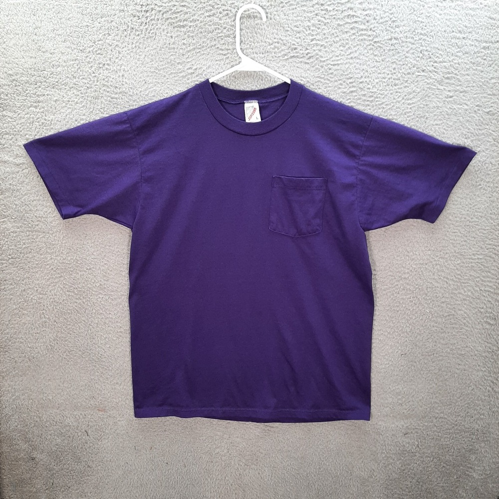 Vintage Jerzees Shirt Adult Large Purple Single Stitch Blank Tee 1990s Y2K Retro